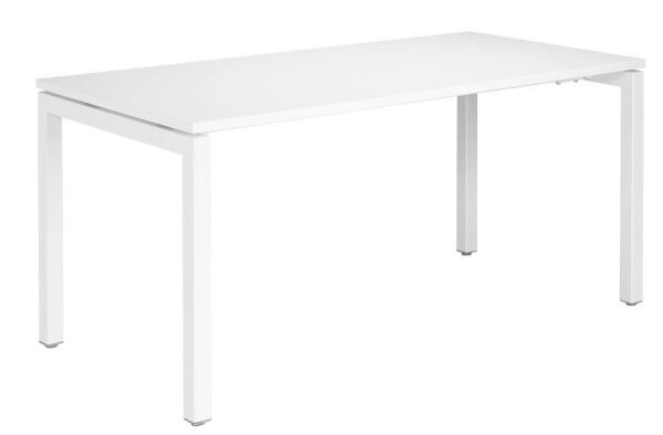Gürkan Schreibtisch weiß rechteckig, 4-Fuß-Gestell weiß 160,0 x 80,0 cm