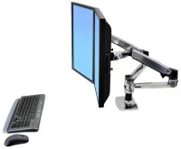 ergotron Monitor-Halterung LX Dual Side-by-Side 45-245-026 silber für 2 Monitore, Tischklemme, Tischbohrung