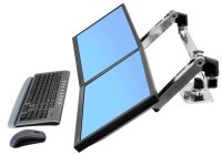 ergotron Monitor-Halterung LX Dual Side-by-Side 45-245-026 silber für 2 Monitore, Tischklemme, Tischbohrung