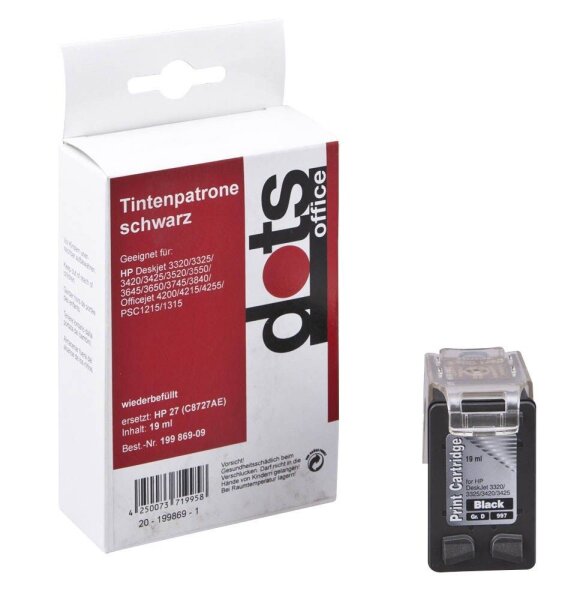 dots  schwarz Druckerpatrone kompatibel zu HP 27 (C8727AE)