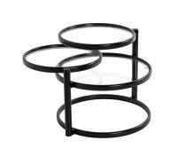 HAKU Möbel Couchtisch rund Sicherheitsglas schwarz 58,0 - 140,0 x 50,0 x 43,0 cm, 1 St.