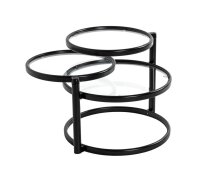 HAKU Möbel Couchtisch rund Sicherheitsglas schwarz 58,0 - 140,0 x 50,0 x 43,0 cm, 1 St.