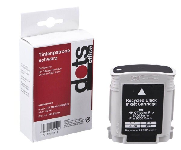 dots  schwarz Druckerpatrone kompatibel zu HP 940XL (C4906AE)