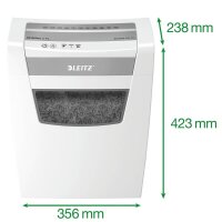 LEITZ IQ Office S Aktenvernichter mit Partikelschnitt P-4, 4 x 28 mm, bis 12 Blatt, weiß
