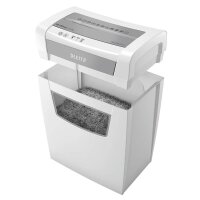 LEITZ IQ Office S Aktenvernichter mit Partikelschnitt P-4, 4 x 28 mm, bis 12 Blatt, weiß