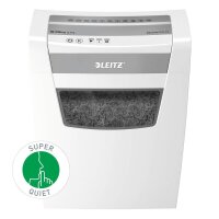 LEITZ IQ Office S Aktenvernichter mit Partikelschnitt P-4, 4 x 28 mm, bis 12 Blatt, weiß