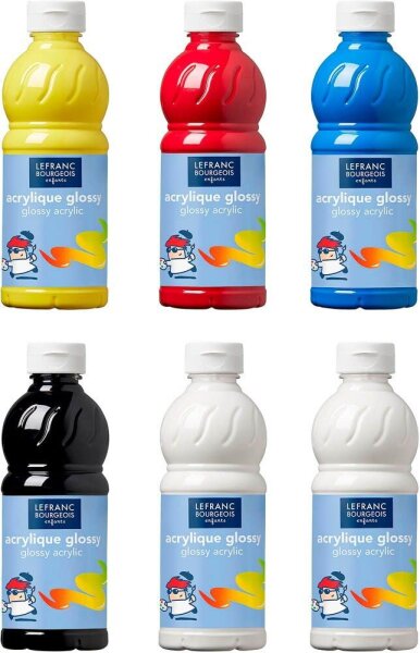 LEFRANC BOURGEOIS Acrylfarben farbsortiert 6x 500,0 ml, 6 St.