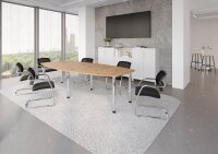HAMMERBACHER Konferenztisch KT28C asteiche Tonnenform, Rundrohr chrom, 280,0 x 85,0/130,0 x 72,0 - 74,0 cm