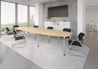 HAMMERBACHER Verbindungsplatte höhenverstellbar KT12C ahorn, chrom rechteckig 120,0 x 130,0 x 72,0 - 74,0 cm
