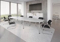 HAMMERBACHER Verbindungsplatte höhenverstellbar KT12C lichtgrau, chrom rechteckig 120,0 x 130,0 x 72,0 - 74,0 cm
