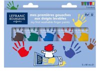 LEFRANC BOURGEOIS Fingerfarben farbsortiert 5x 80 ml, 5 St.