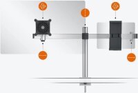 DURABLE Monitor-Halterung 508723 silber für 1 Monitor und 1 Tablet, Tischklemme