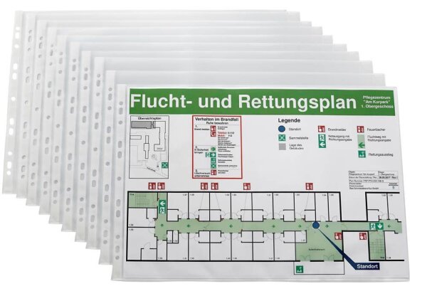 Lands Prospekthüllen DIN A3 quer transparent genarbt 0,08 mm, 10 St.