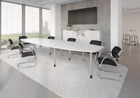 HAMMERBACHER Verbindungsplatte höhenverstellbar KT12C weiß, silber rechteckig 120,0 x 130,0 x 72,0 - 74,0 cm