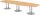 HAMMERBACHER Konferenztisch KT40S buche Tonnenform, Rundrohr silber, 400,0 x 85,0 - 130,0 x 74,0 cm