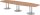 HAMMERBACHER Konferenztisch KT40S nussbaum Tonnenform, Rundrohr silber, 400,0 x 85,0 - 130,0 x 74,0 cm