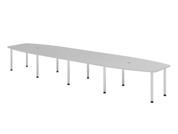 HAMMERBACHER Konferenztisch KT52C lichtgrau Tonnenform, Rundrohr chrom, 520,0 x 85,0/130,0 x 72,0 - 74,0 cm