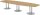 HAMMERBACHER Konferenztisch KT40S asteiche Tonnenform, Rundrohr silber, 400,0 x 85,0 - 130,0 x 74,0 cm