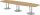 HAMMERBACHER Konferenztisch KT40S asteiche Tonnenform, Rundrohr silber, 400,0 x 85,0 - 130,0 x 74,0 cm