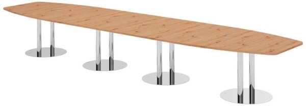 HAMMERBACHER Konferenztisch KT52S asteiche Tonnenform, Rundrohr chrom, 520,0 x 85,0 - 130,0 x 74,0 cm