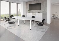 HAMMERBACHER Konferenztisch KT28C weiß Tonnenform, Rundrohr weiß, 280,0 x 85,0/130,0 x 72,0 - 74,0 cm