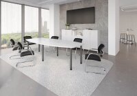 HAMMERBACHER Konferenztisch KT28C weiß Tonnenform, Rundrohr grau, 280,0 x 85,0/130,0 x 72,0 - 74,0 cm