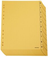 Trennblätter DIN A4 0-9 gelb, 250 g/qm, 100 St.