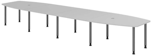 HAMMERBACHER Konferenztisch KT52C lichtgrau Tonnenform, Rundrohr grau, 520,0 x 85,0/130,0 x 72,0 - 74,0 cm