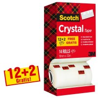 12 + 2 GRATIS: Scotch Crystal Klebefilm kristall-klar 19,0 mm x 33,0 m 12 Rollen + GRATIS 2 Rollen