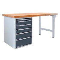 ADB Werkbank lichtgrau, anthrazitgrau 6 Schubladen 150,0...