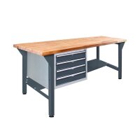 ADB Werkbank  anthrazitgrau, lichtgrau 4 Schubladen 200,0...
