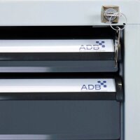 ADB Werkbank  anthrazitgrau, lichtgrau 4 Schubladen 200,0 x 75,0 x 85,0 cm