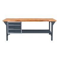 ADB Werkbank  anthrazitgrau, lichtgrau 3 Schubladen 200,0...