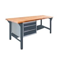 ADB Werkbank  anthrazitgrau, lichtgrau 3 Schubladen 200,0...