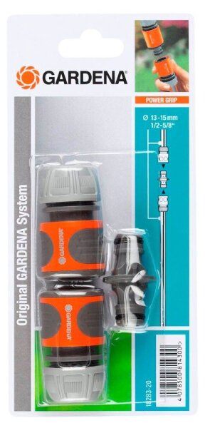 GARDENA Gartenschlauchverbinder 18283-20 13 mm (1/2 Zoll), 15 mm (5/8 Zoll) Wasseranschluss, 1 Set