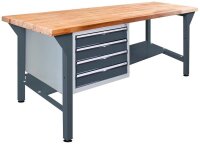 ADB Werkbank  anthrazitgrau, lichtgrau 4 Schubladen 150,0...