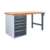 ADB Werkbank  anthrazitgrau, lichtgrau 6 Schubladen 200,0...