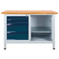 ADB Werkbank lichtgrau, anthrazitgrau 4 Schubladen 120,0...
