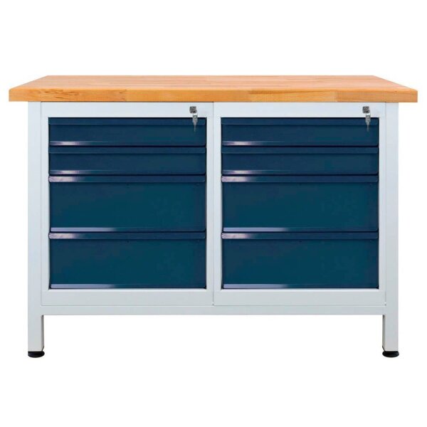 ADB Werkbank lichtgrau, anthrazitgrau 8 Schubladen 120,0 x 60,0 x 84,0 cm