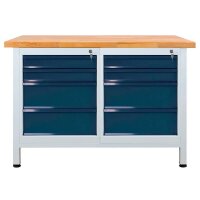 ADB Werkbank lichtgrau, anthrazitgrau 8 Schubladen 120,0...