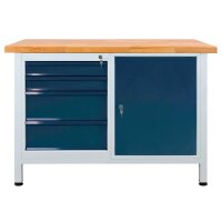 ADB Werkbank lichtgrau, anthrazitgrau 4 Schubladen 120,0...
