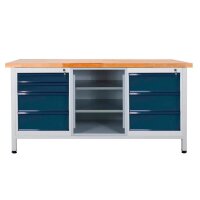 ADB Werkbank lichtgrau, anthrazitgrau 7 Schubladen 170,0...