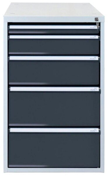 ADB Schubladenschrank blau, grau 5 Schubladen 53,1 x 70,0 x 80,0 cm, 1 St.