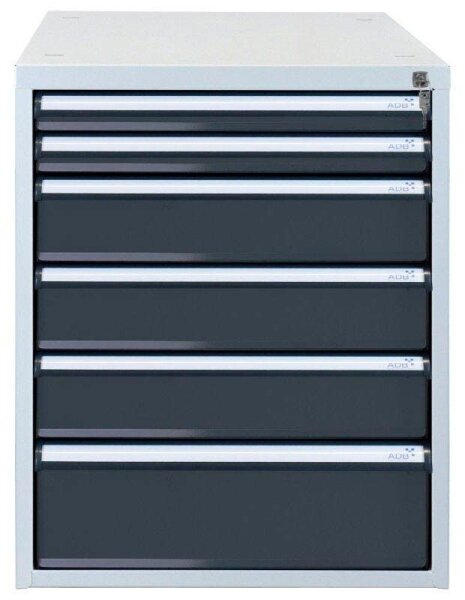 ADB Schubladenschrank anthrazit, lichtgrau 6 Schubladen 53,1 x 70,0 x 65,0 cm, 1 St.