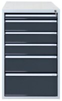 ADB Schubladenschrank anthrazit, lichtgrau 6 Schubladen 53,1 x 70,0 x 80,0 cm, 1 St.