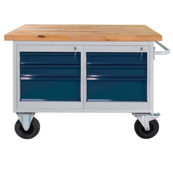 ADB Werkbank lichtgrau, anthrazitgrau 6 Schubladen 130,0 x 60,0 x 82,7 cm