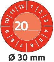 AVERY Zweckform Prüfplaketten 7901 rot 30,0 x 30,0 mm, 10 Blatt