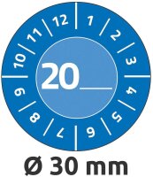 AVERY Zweckform Prüfplaketten 7903 blau 30,0 x 30,0 mm, 10 Blatt