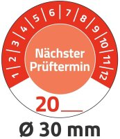 AVERY Zweckform Prüfplaketten 7904 rot 30,0 x 30,0 mm, 10 Blatt