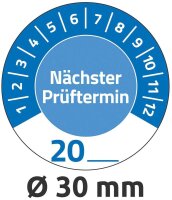 AVERY Zweckform Prüfplaketten 7906 blau 30,0 x 30,0 mm, 10 Blatt